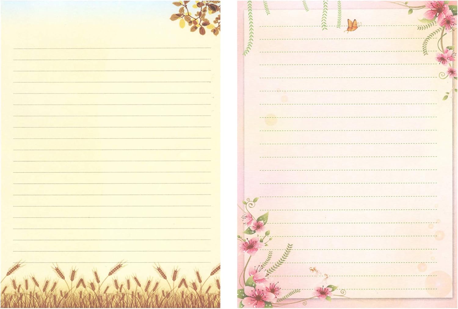 amazon com imagicoo 50 cute design writing stationery lined paper letter set 2 different style style 1 office products