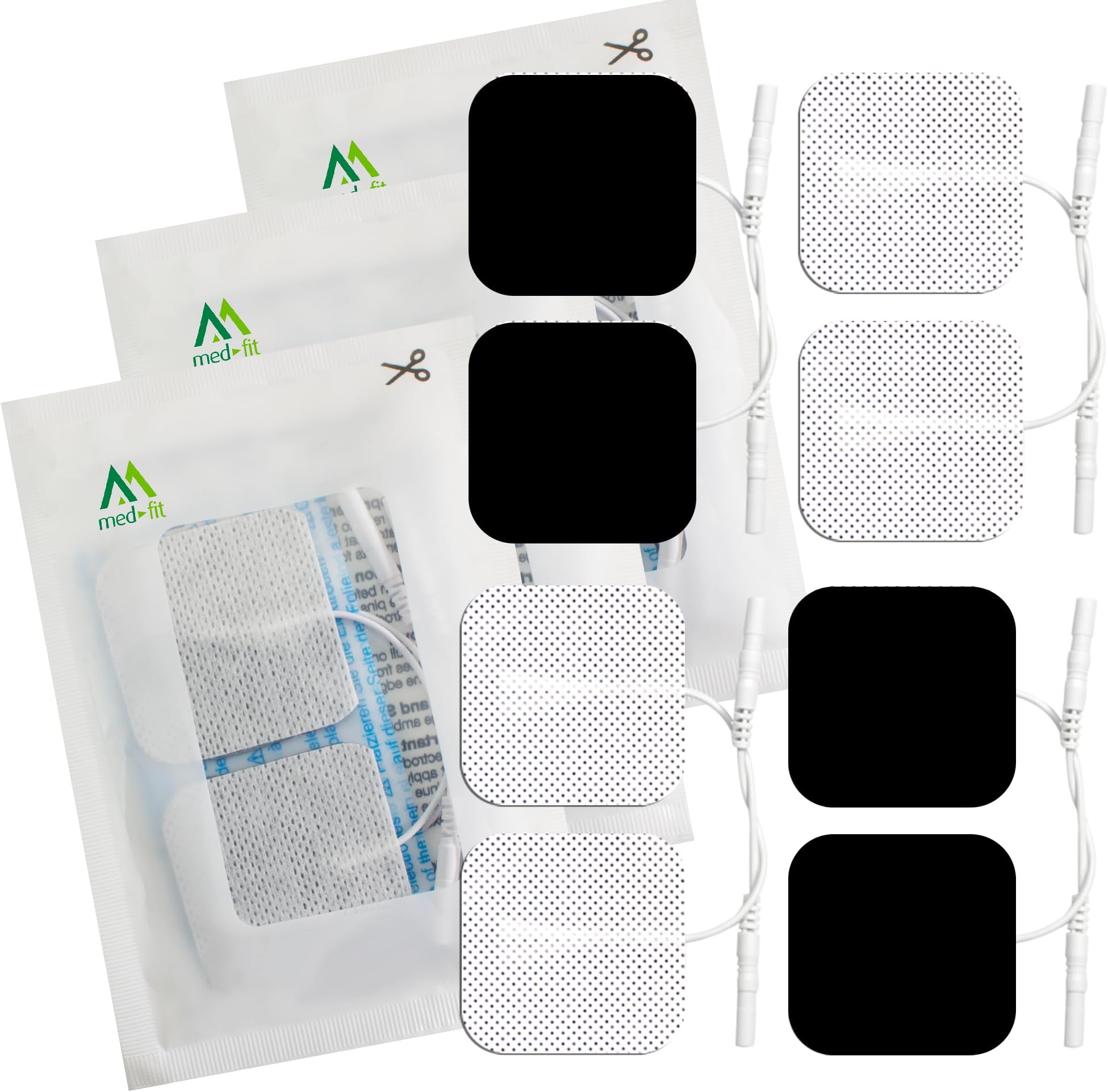 Med-Fit 1® Tens Pads: 16 Pads (4 Packs), Long-Lasting Self-Adhesive Tens Pads (5cm x 5cm) with Patented Hydro-Gel Technology