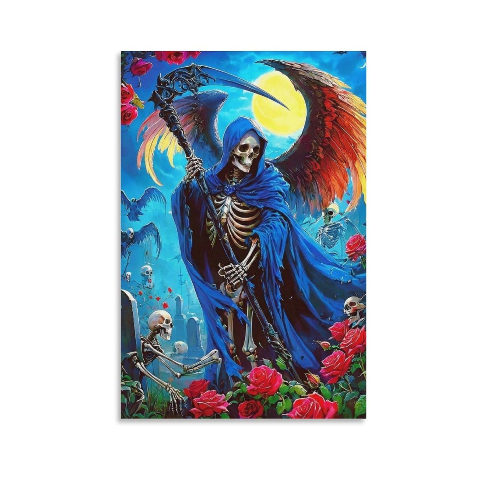 DHBANEIOK Death Angel Grim Reaper Poster Artwork Giclee Canvas Prints Modern Canvas Wall Art Picture Wall Hanging for Home Decorations 16x24inch(40x60cm)