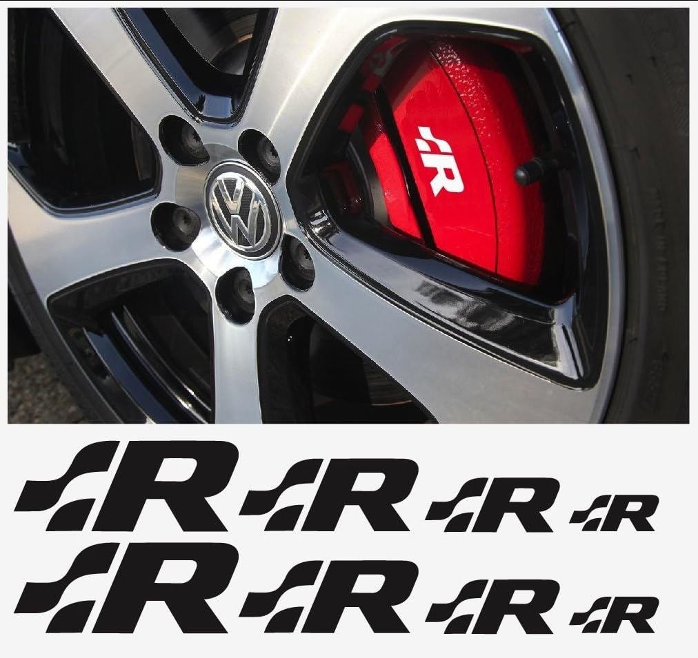 VW R Window Brake Caliper Mirror Decal 8 pcs in Set