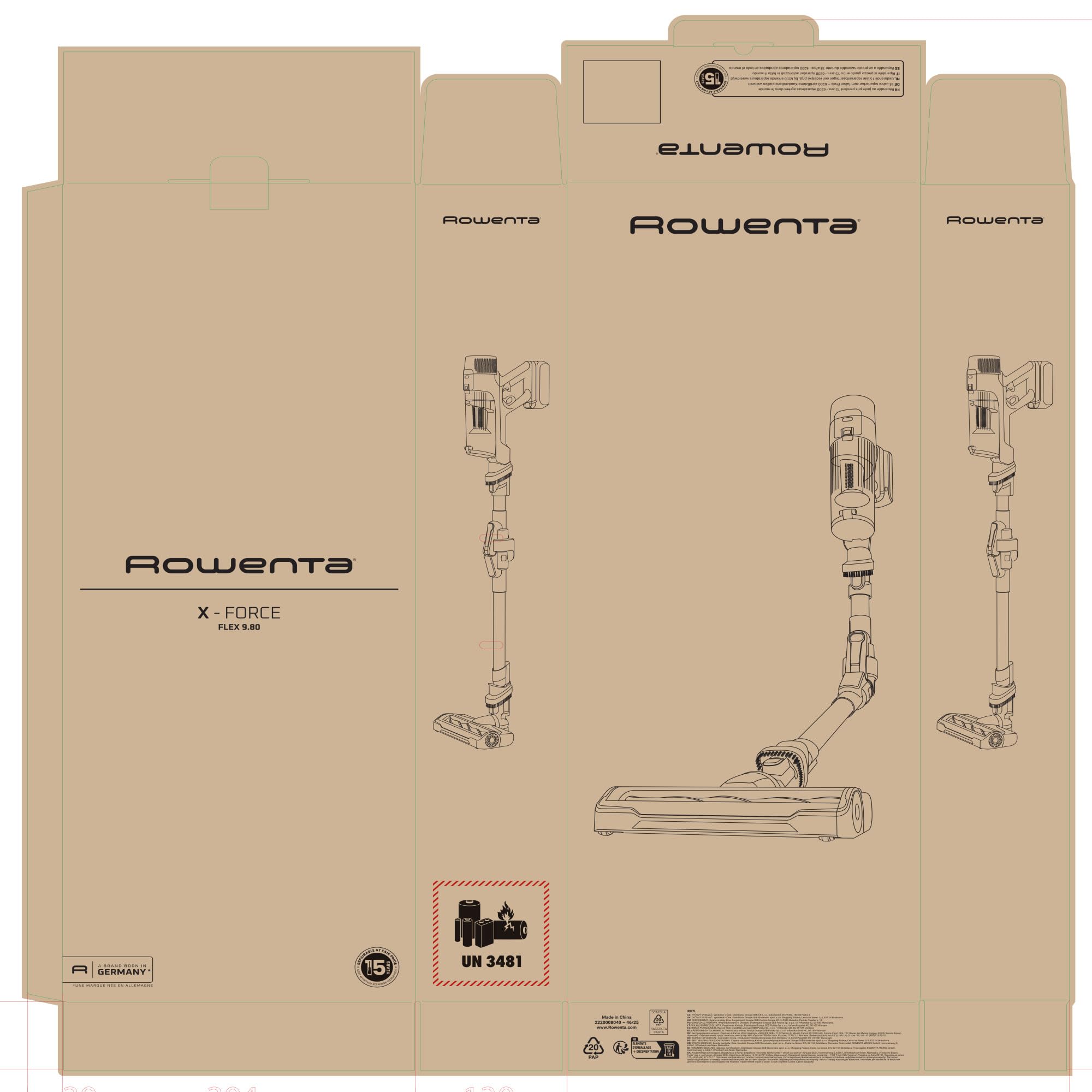 Rowenta X-FORCE FLEX 9.80, Aspirapolvere Senza Filo, Aspirapolvere, 100 AW, Modello Allergy, RH7L35