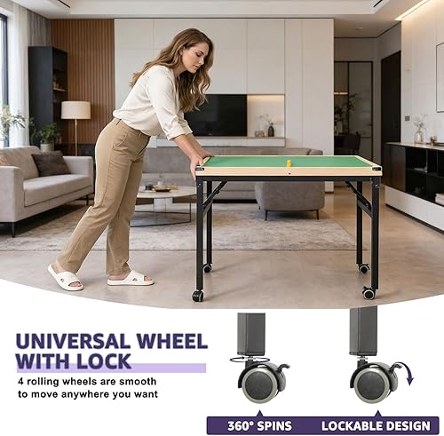 Miniatura 7 de Mesa de rompecabezas inclinable con cajones de 1500 piezas, 3 ángulos ajustables, sin montaje y diseño plegable, patas de metal y cubierta de