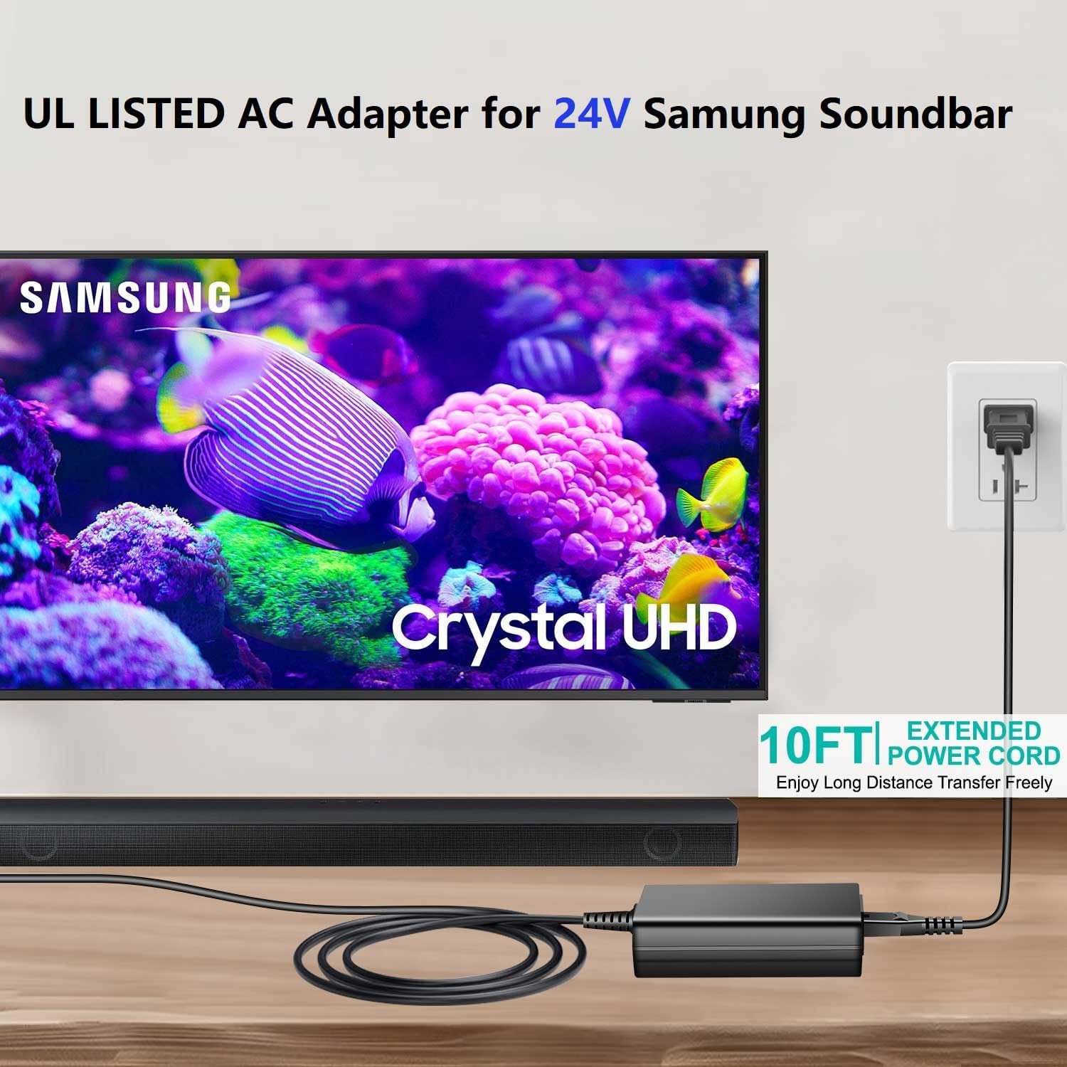 HKY 24V AC Adapter compatible with Samsung A650 HW-A650 HW-A650/ZA HW-A550 HW-A450 HW-A450/ZA HW-H355 HW-H370 HW-H450 HW-H500 HW-H550 HW-H551 HW-H570 HW-H750 HW-H751 HW-H7500 HW-H7501 Soundbar Charger