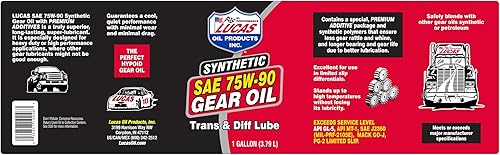 Miniatura 3 de Lucas Oil 10048 SAE 75W-90, lubricante sintético para transmisión y diferencial, 1 galón