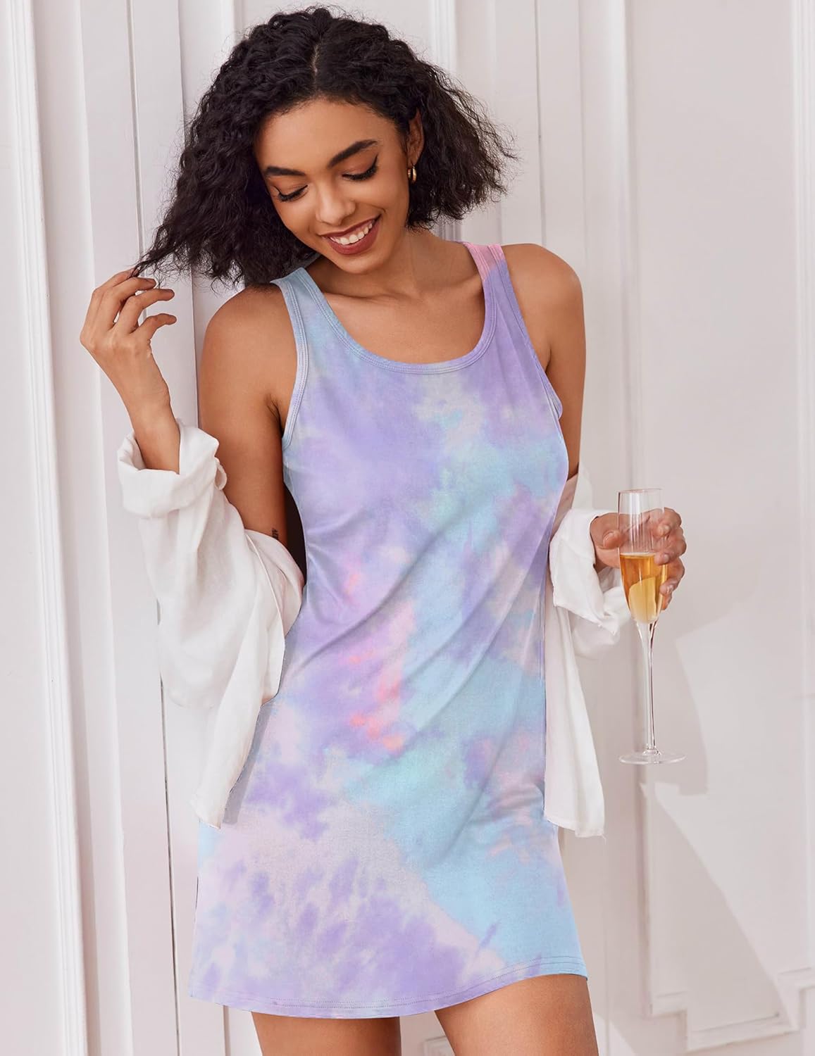 Ekouaer Sexy Nightgowns for Women Tank Sleeveless Night Gown 2 Pack Sleep Dress Soft Nightdress Chemise Sleepwear S-XXXL - Image 3