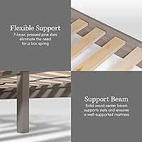 Vista 5 de eLuxurySupply Marco de cama de plataforma de madera de caoba con cabecero Queen, gris