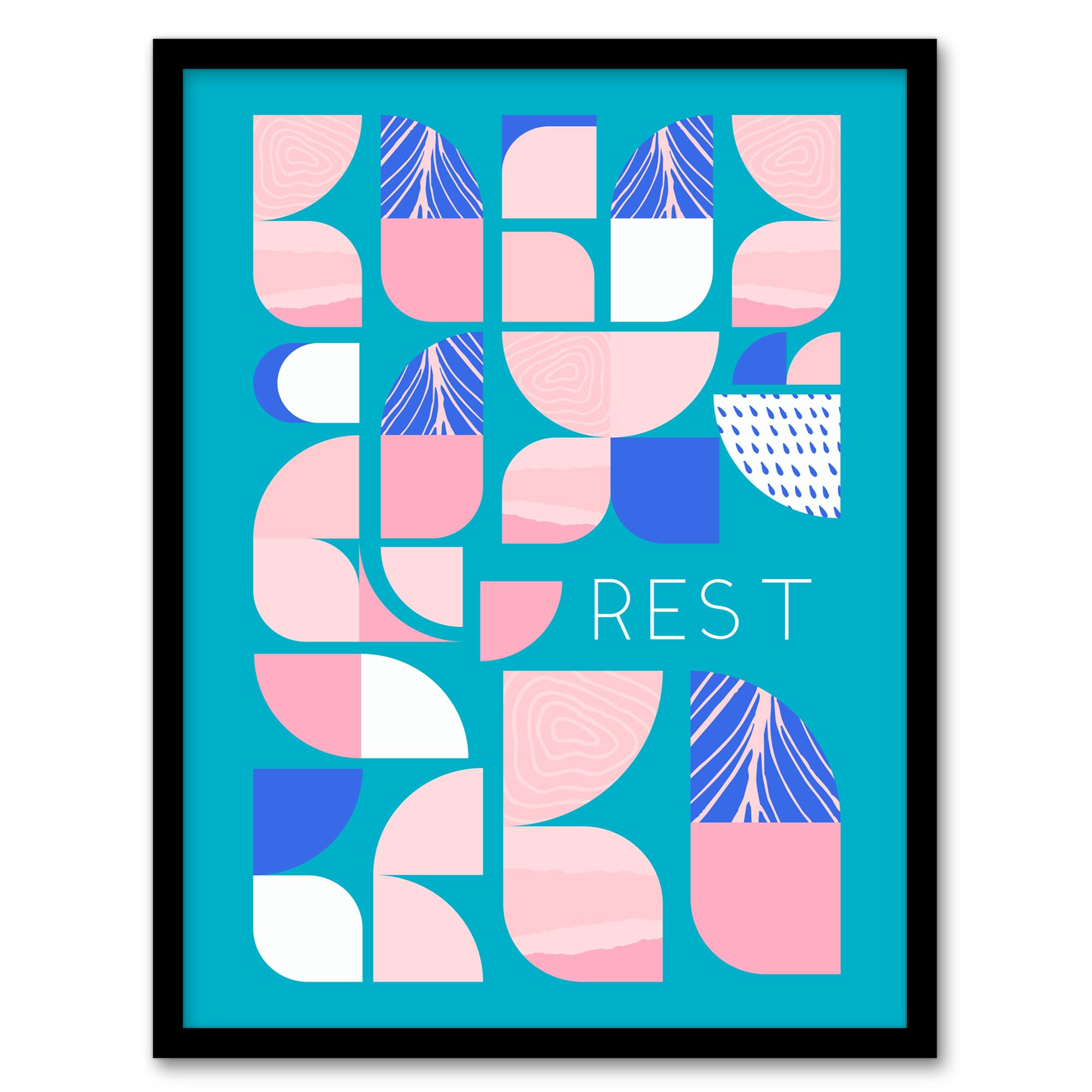 Wee Blue Coo Chill Pattern Rest Quote Affirmation Calm Teal Spa Wall Art PrintA4 Size from B&Q