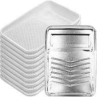 BatesChoice 9-Inch Metal Paint Tray with 10 Disposable Liners - Easy Cleanup Roller Trays for Pros & DIY