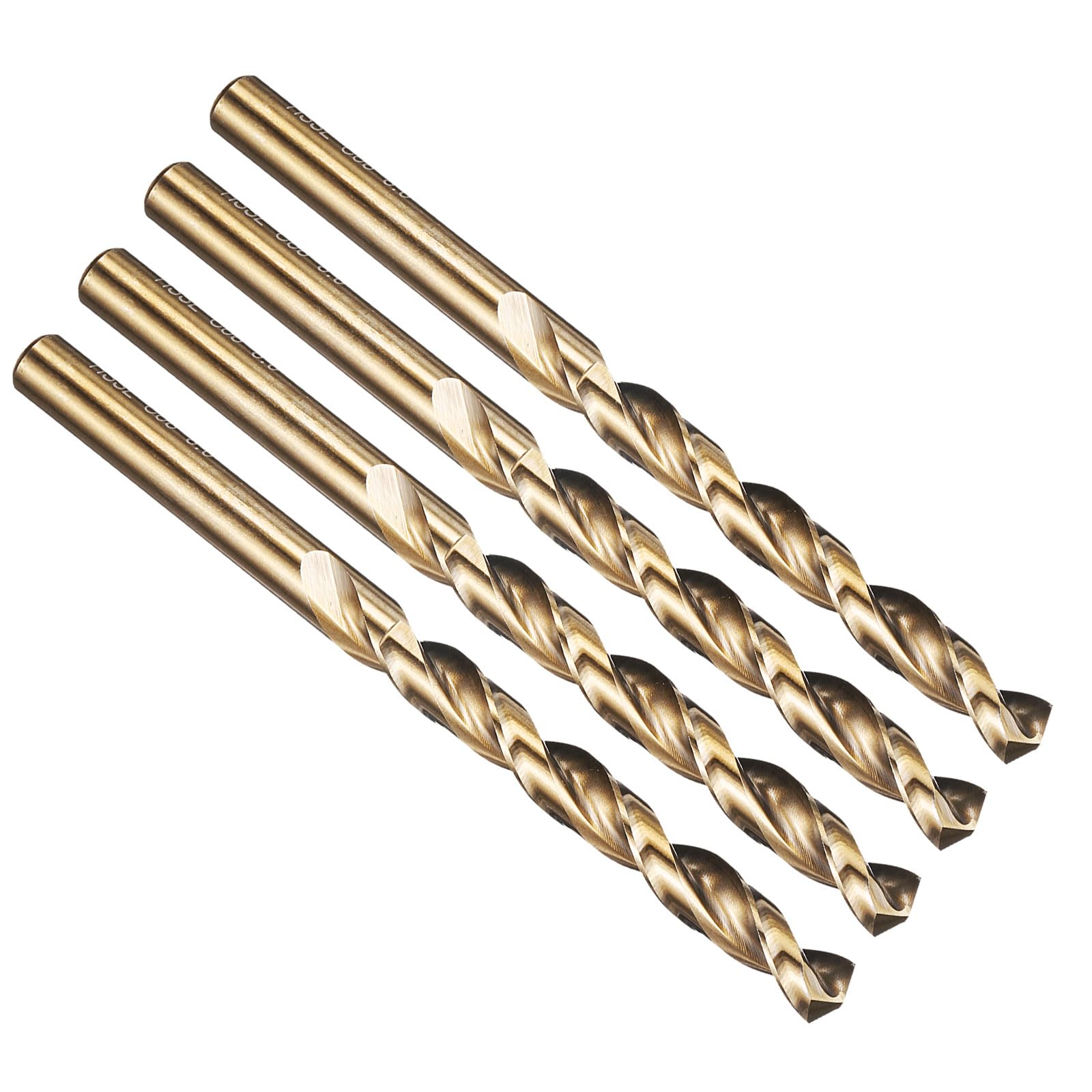 PATIKIL 8.5mm Drill Bit, M42 8% Cobalt High-Speed Steel Jobber Straight Shank 135ยฐ Gold Finish for Hard Metal High-temperature Titanium Alloy - 4 Pack