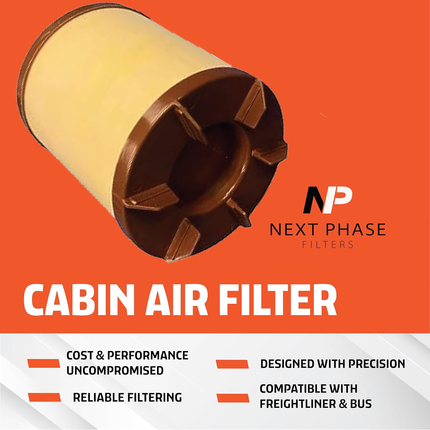 Cabin Air Filter Replacement Pack of 1 - Compatible with Select Freightliner and Bus Models - Replaces O.E. CV55017 - Automotive Replacement Parts