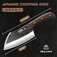 Vista 4 de HOSHANHO - Cuchillo de carnicero de 6 pulgadas forjado a mano, cuchillo para carne y vegetales, cuchillo de carnicero de tajo completo para corte