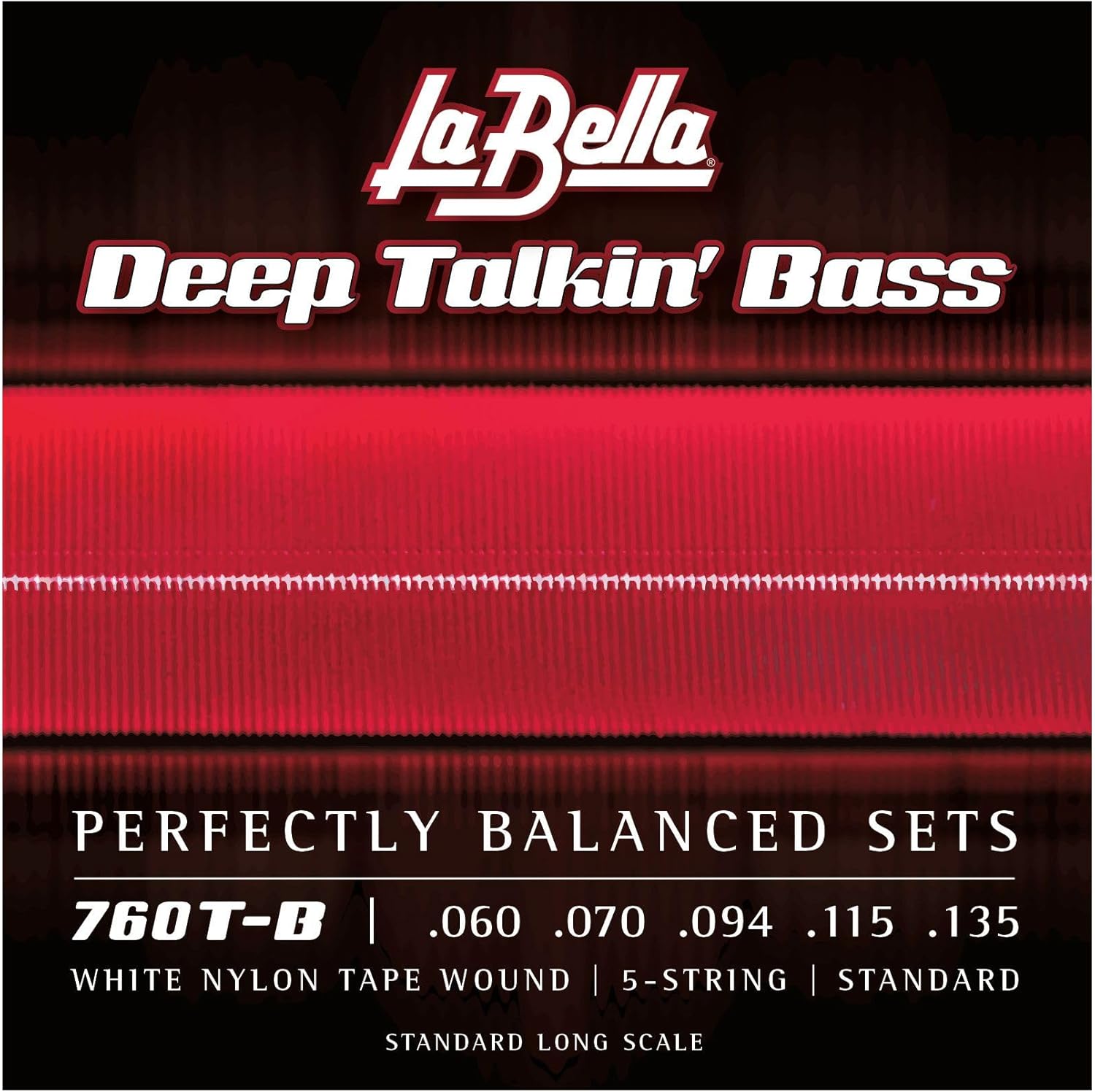 La Bella 760T-B Deep Talkin' White Nylon Tape Wound Standard Bass Guitar String 60-135