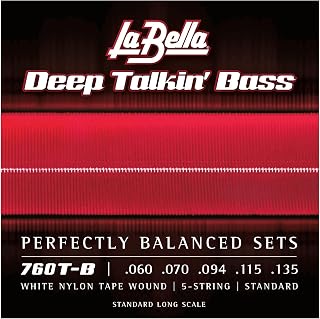 La Bella 760T-B Deep Talkin' White Nylon Tape Wound Standard Bass Guitar String 60-135