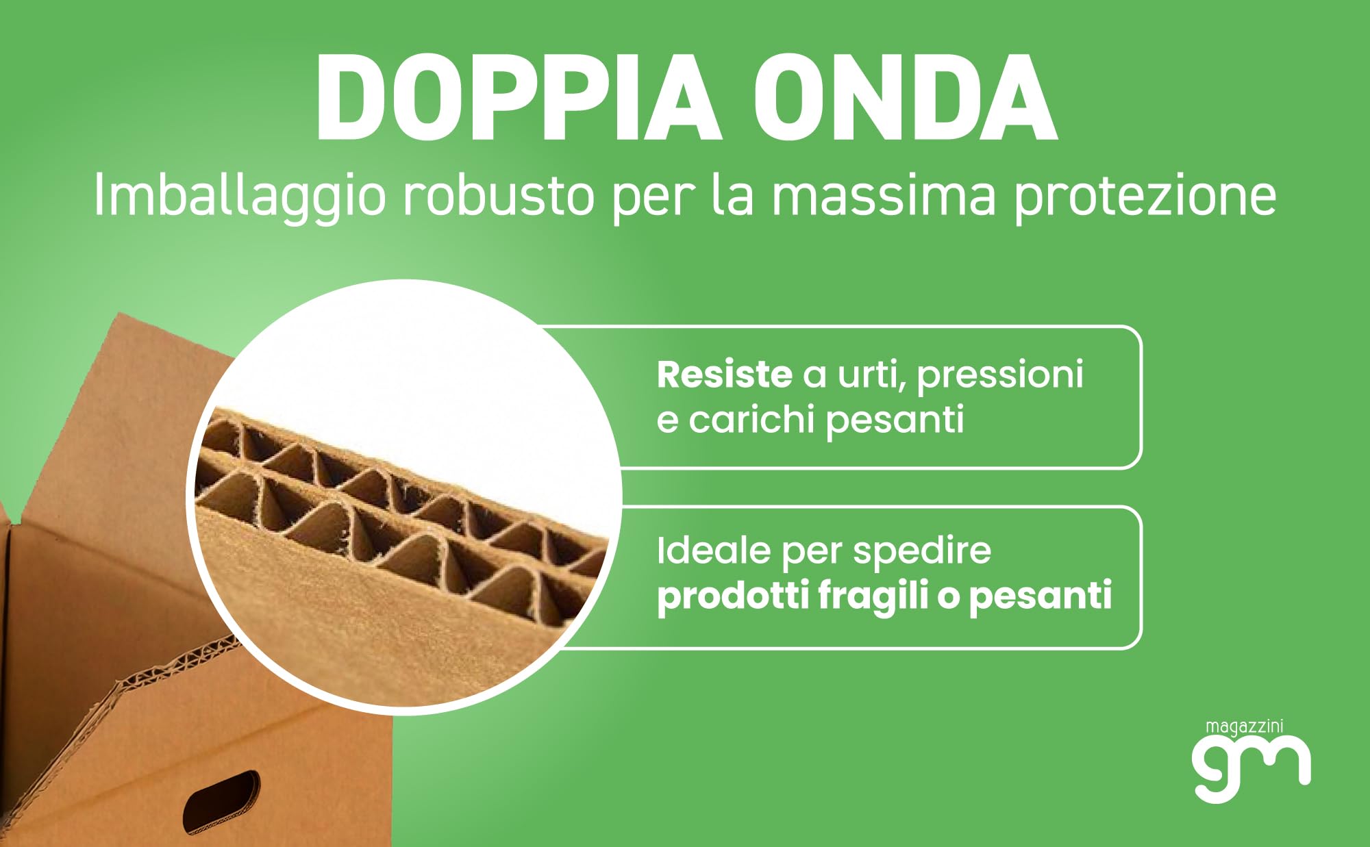 MagazziniGM, Lote de 5 cajas de cartón resistentes para mudanzas, envíos y embalajes seguros, cajas avana robustas y reutilizables (80 x 60 x 60 cm, doble onda con asa)