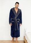 VULCANODON Mens Robe Big and Tall with Hood, Full Length Plush Robe for Men Long Fleece Bathrobe