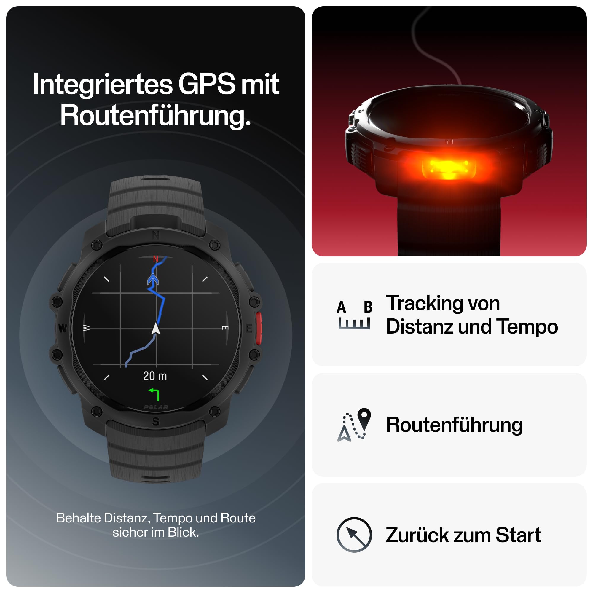 Polar Street X – GPS Laufuhr Damen und Herren – Pulsuhr für Hybrid Training – Robuste Outdoor Sportuhr – Wasserdicht – 3 Jahre Amazon Exklusive Garantie