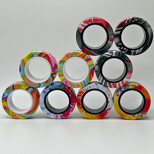 Miniatura 3 de Four Brothers Coloridos anillos magnéticos Fidget Toy Set para aliviar el estrés y la concentración, ideal para TDAH y ansiedad (Midnight Ember)