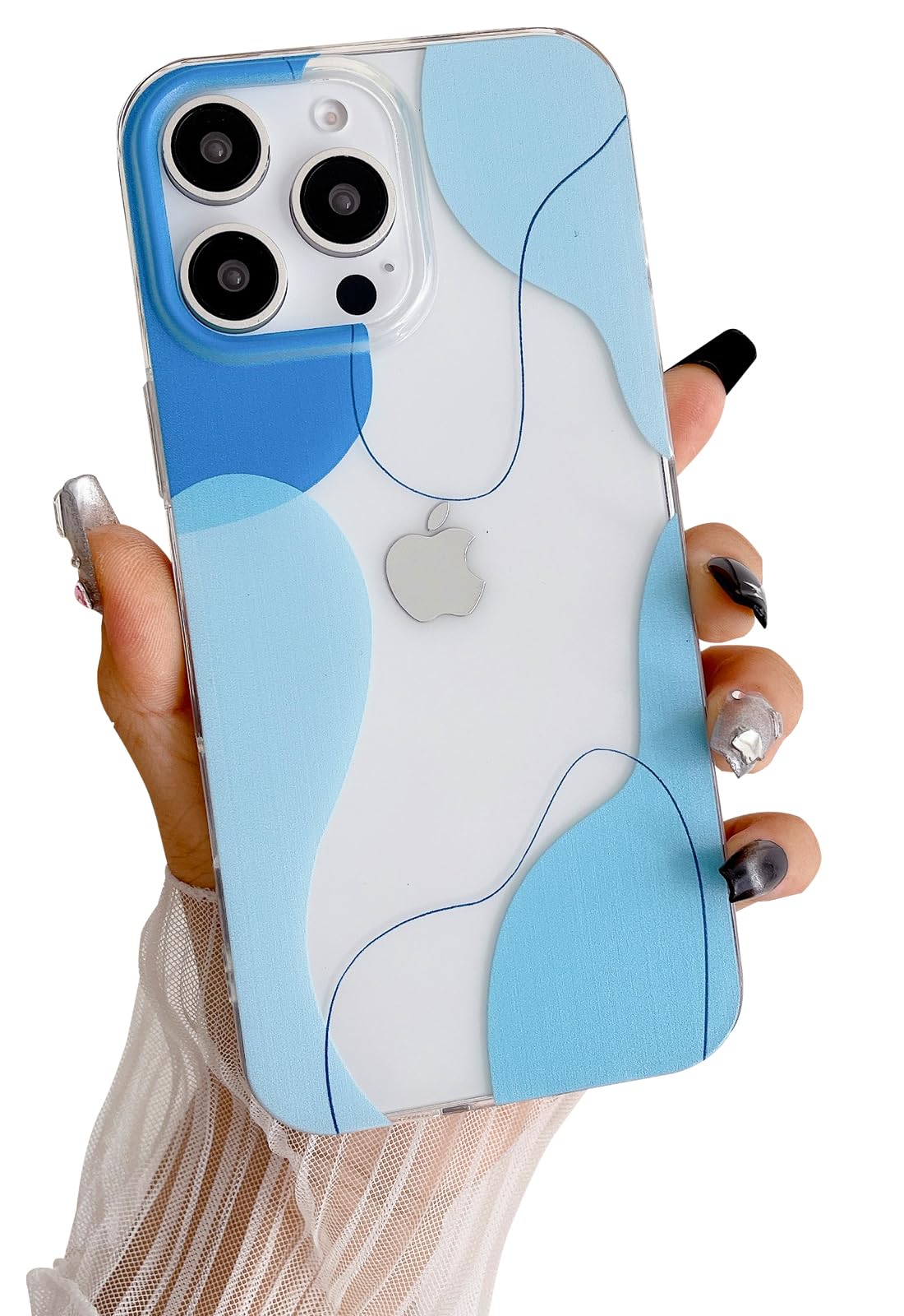 Vinlayss Compatible with iPhone 16 Pro Case（6.3"）, with Clear Art Wavy Shaped Design Shockproof Bumper Slim Soft TPU Protective Stylish Phone Case for