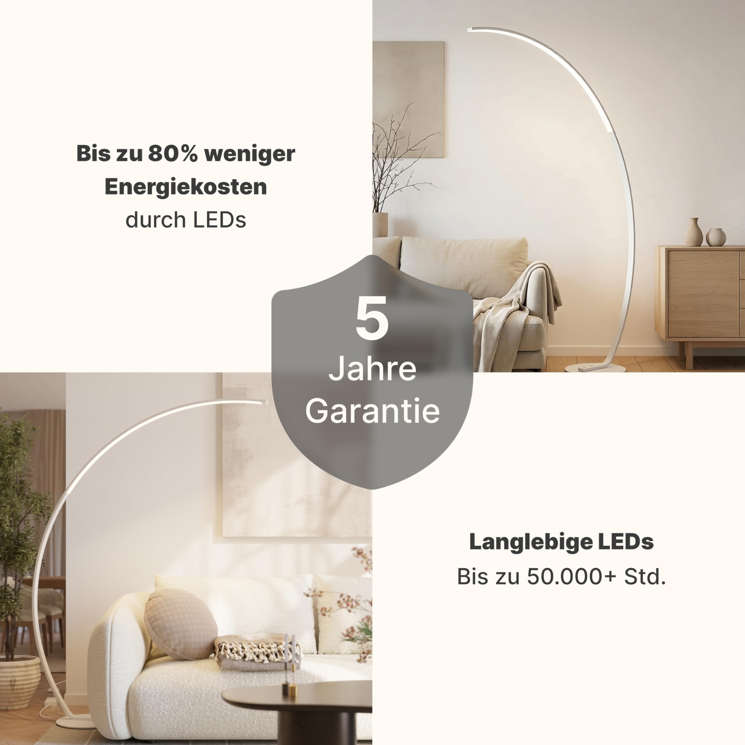 Stehlampe Bogenlampe 'Mavea' dimmbar LED Wohn & Schlafzimmer Bogenleuchte Leselampe Bogenstehlampe Smart Home Amazon Alexa Google Home Tuya