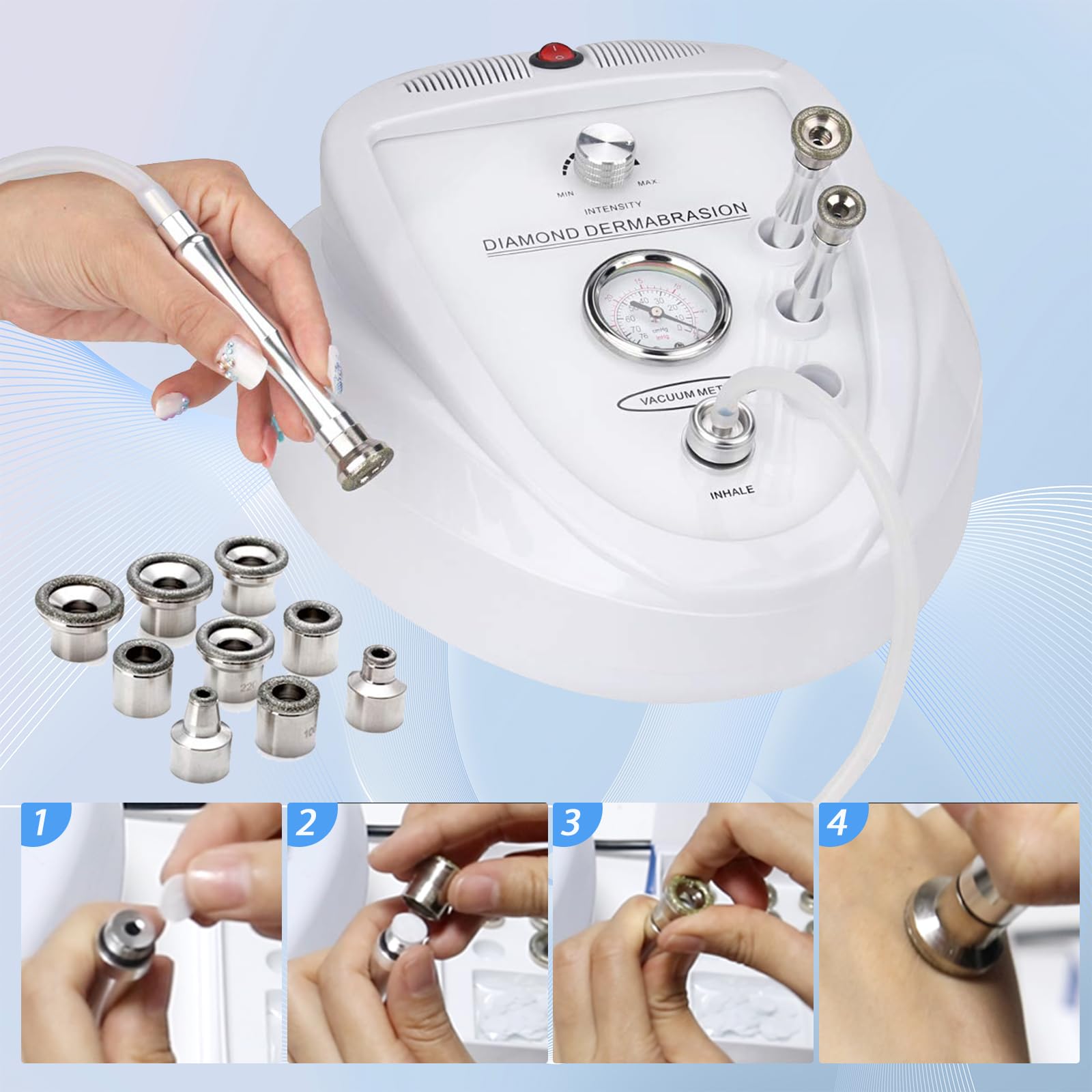 Topdirect Diamant Microdermabrasion Maschine und Saugwerkzeug, Professionelle mikrokristalline Peeling Ausrüstung, Mikrodermabrasionsgerät für Salon und Heimgebrauch, 65-68cmHg