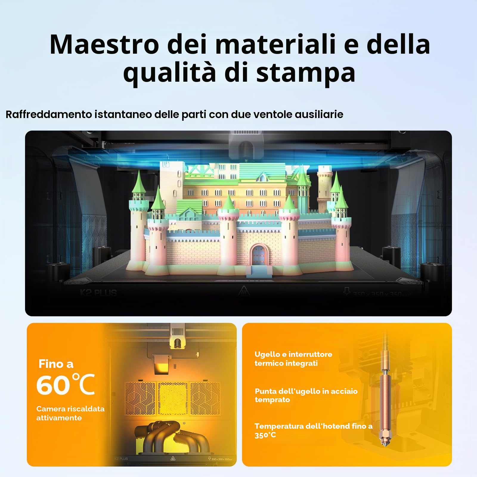 Creality K2 Plus Stampante 3D, Multicolore Stampa, Max 600 mm/s, Doppia Telecamera AI, Livellamento Automatico Completamente, Stampanti 3D Pronte all'uso (K2 PLUS)