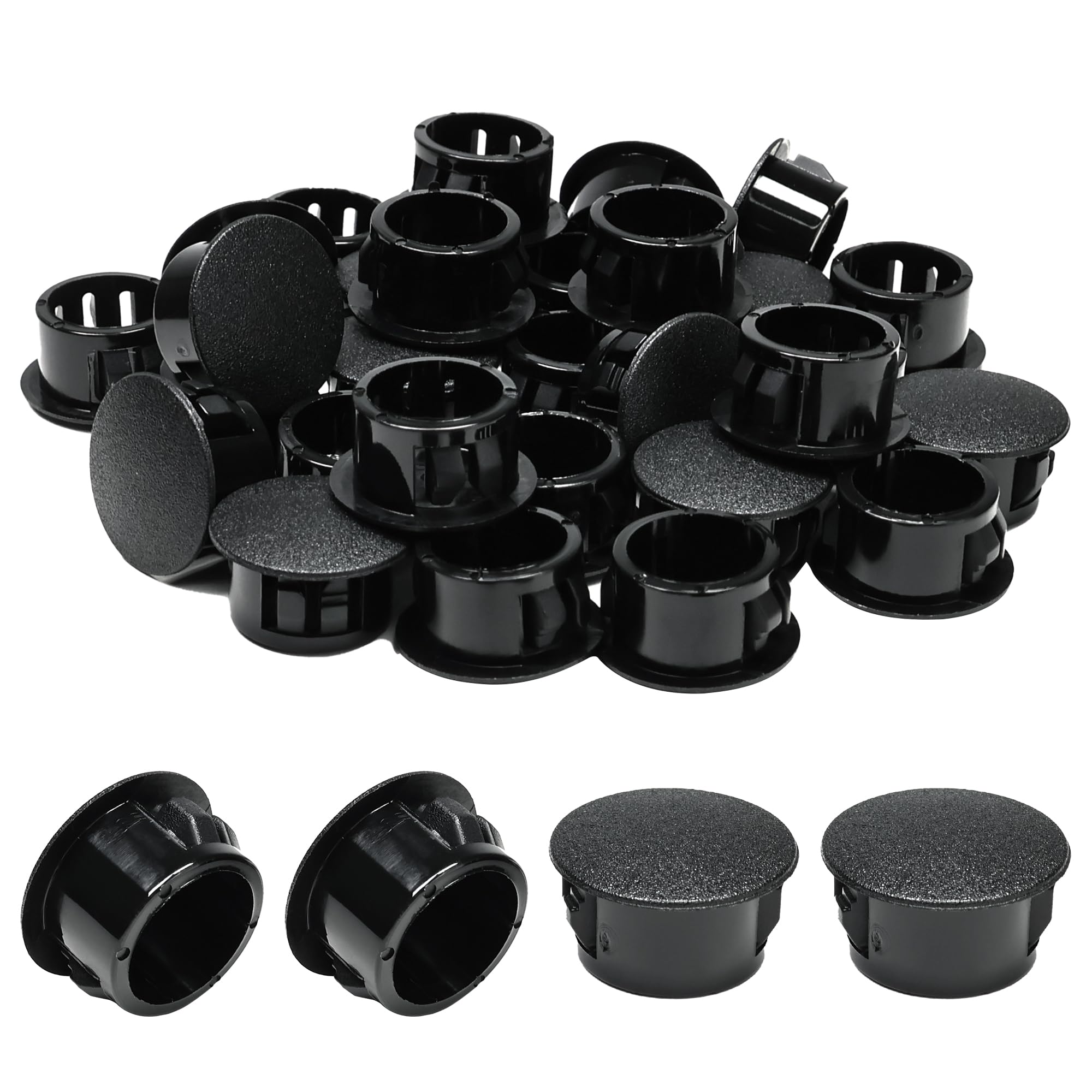 Plastic Hole Plugs, Snap Lock Panel Flush Door Screw Shelf, Round Drill Covers for Cabinets and Furniture