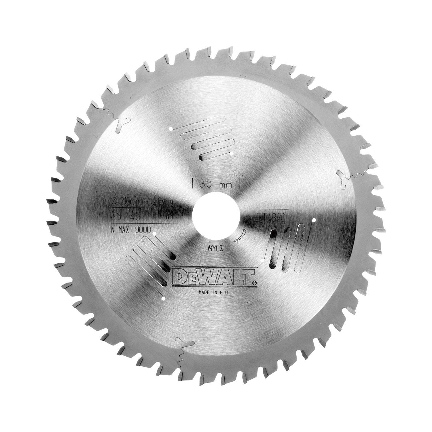 DeWalt DT4320-QZ - Hoja para sierra circular estacionaria, 216 x 30 mm, 48D ATB -5º