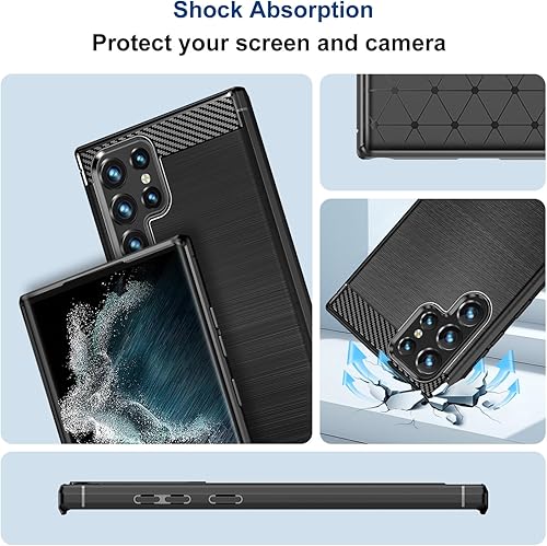 Miniatura 5 de Funda compatible con Samsung Galaxy S22 Ultra 5G, funda delgada para teléfono con absorción de golpes, funda protectora de goma TPU de fibra de