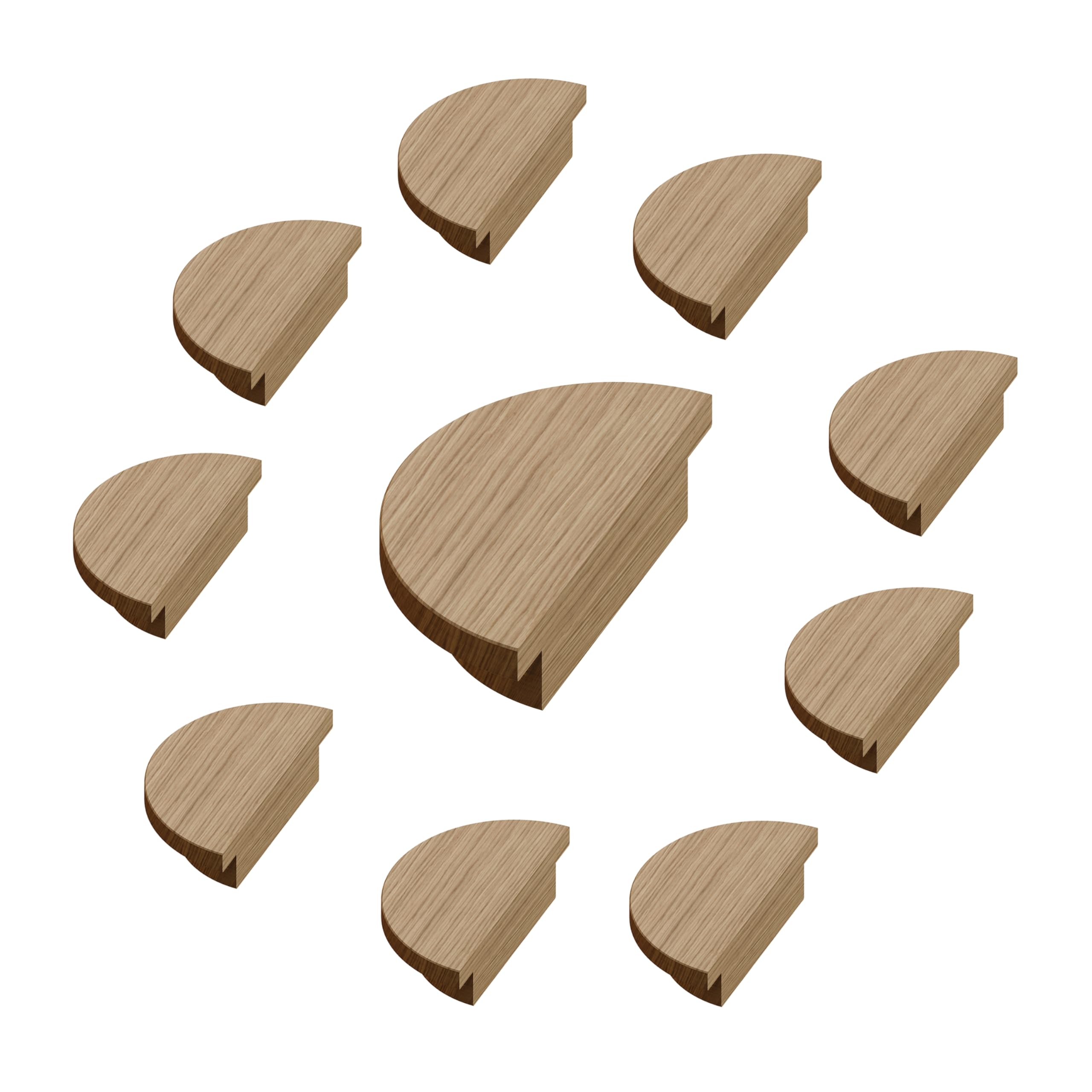 Sossai tiradores de madera de roble | GAH02 | distancia entre agujeros 70mm, diámetro 130mm, 10 piezas