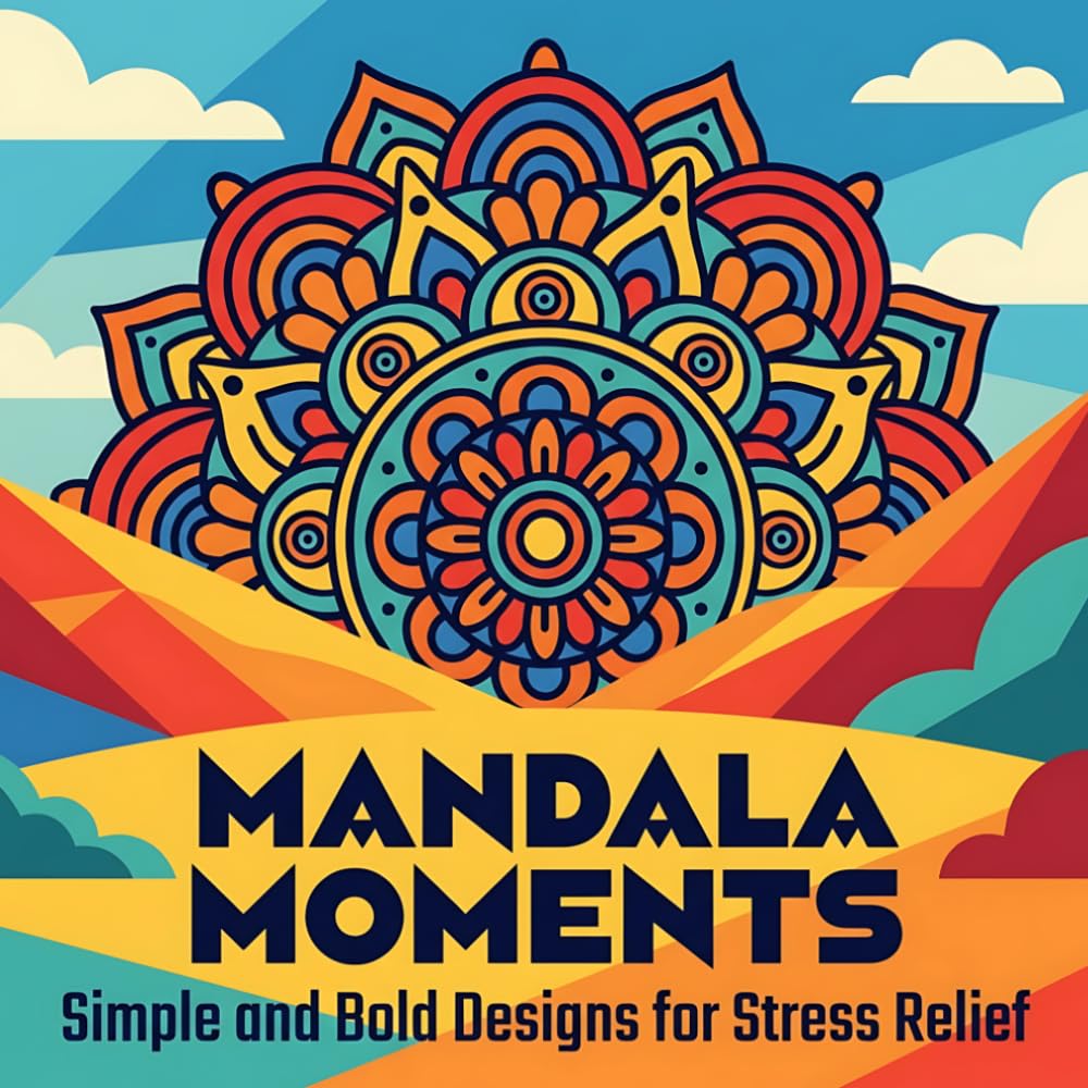 MANDALA MOMENTS: Simple and Bold Designs for Stress Relief: 50 Bold & Easy Relaxing Mandala Coloring Book Perfect for All Ages