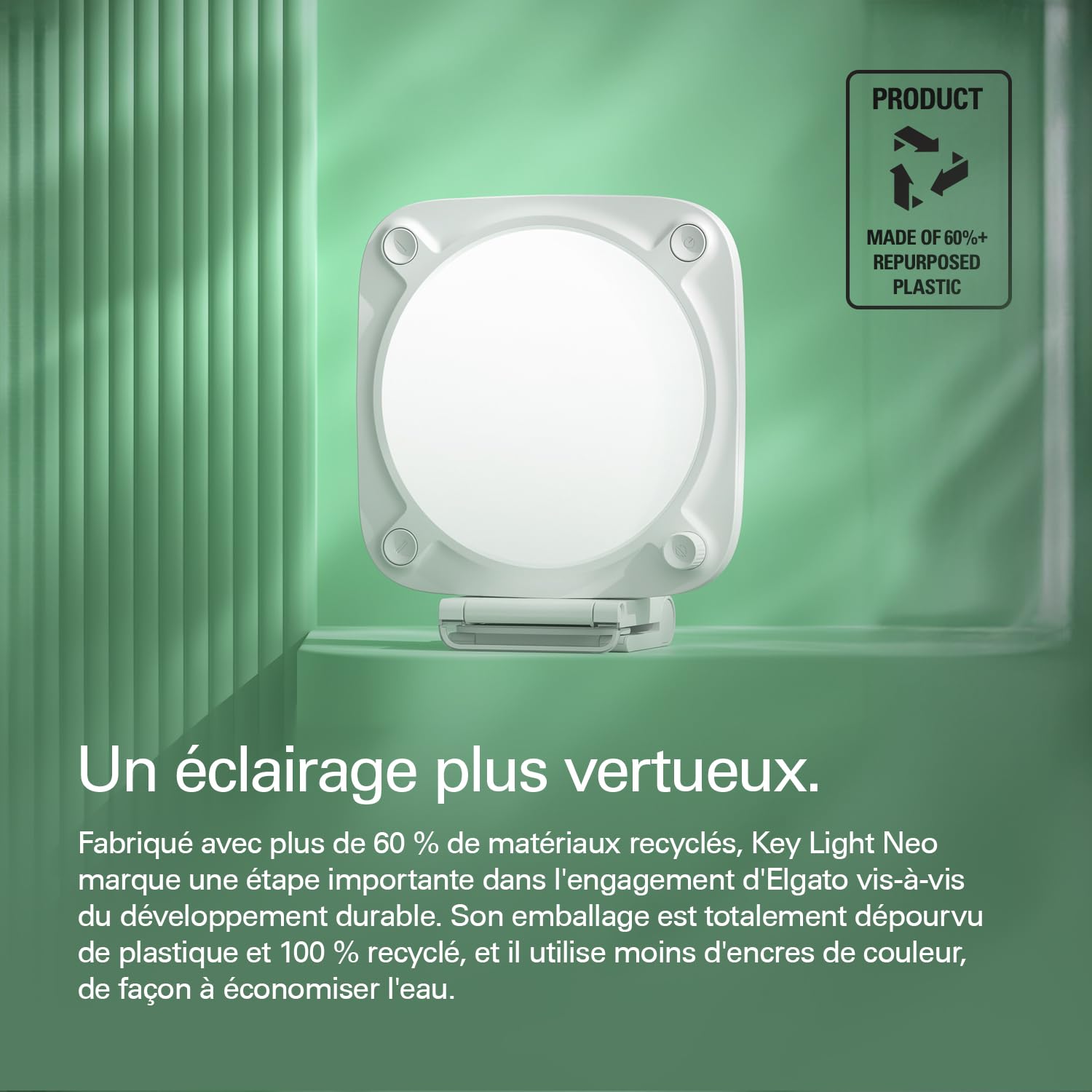 Elgato Key Light Neo éclairage professionnel USB Wi-Fi pour appels vidéo streaming avec support écran PC Mac