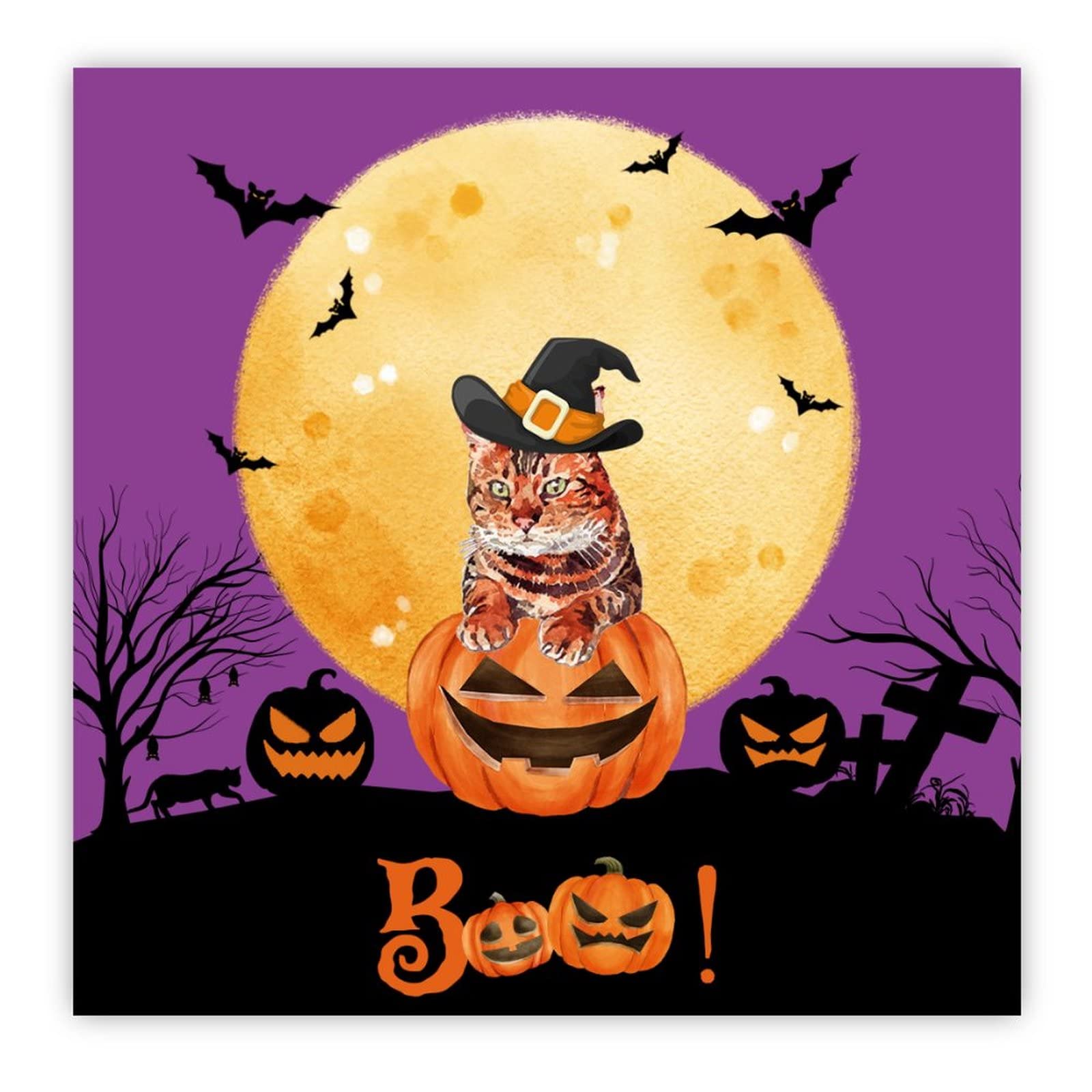 Plaque en bois citrouille d'Halloween 30cm pour décoration murale