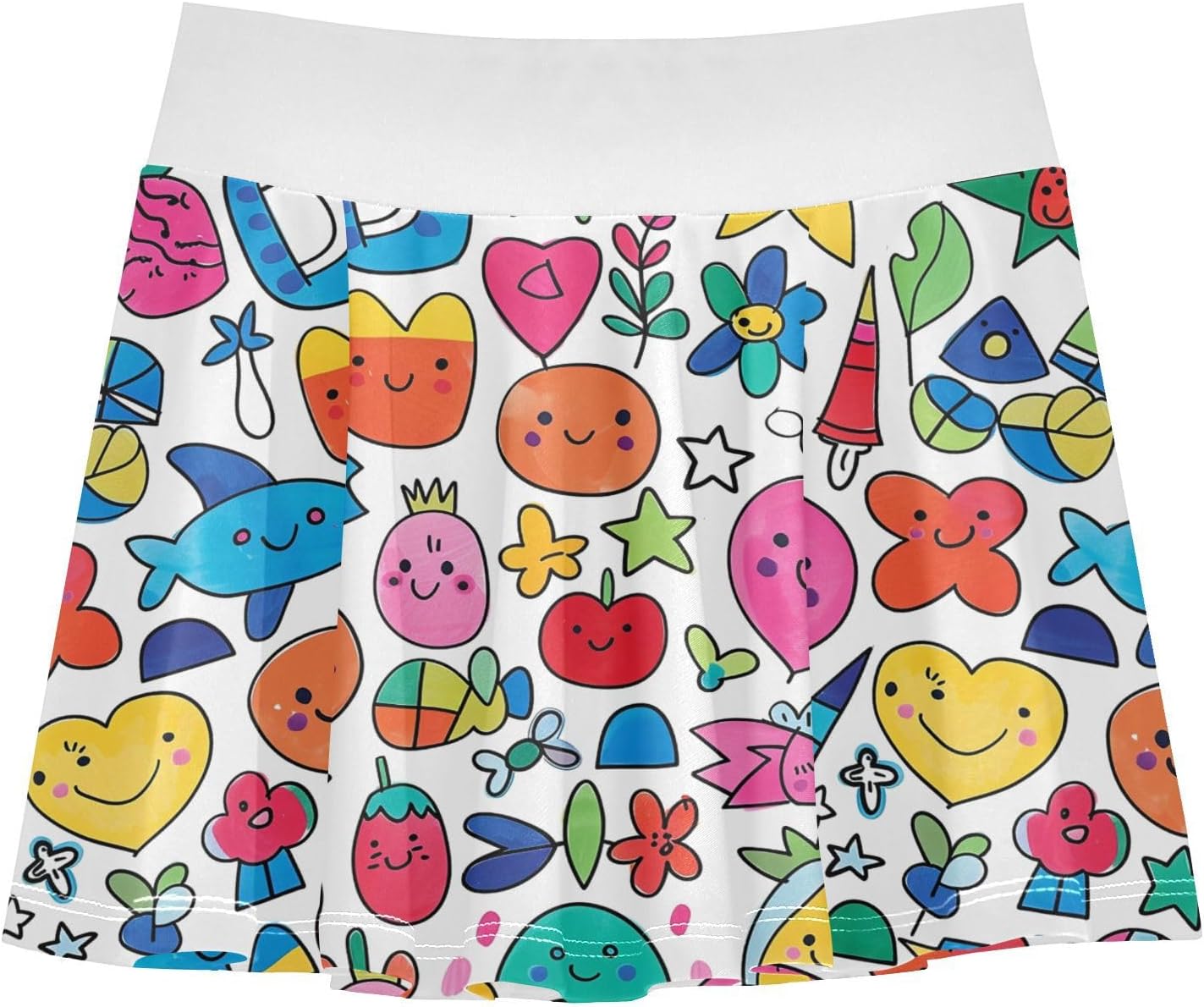 visesunny Graffiti Symbol Design Girl's Golf Skirt Athletic Tennis Skort Sport Activewear with Double Layer Pockets