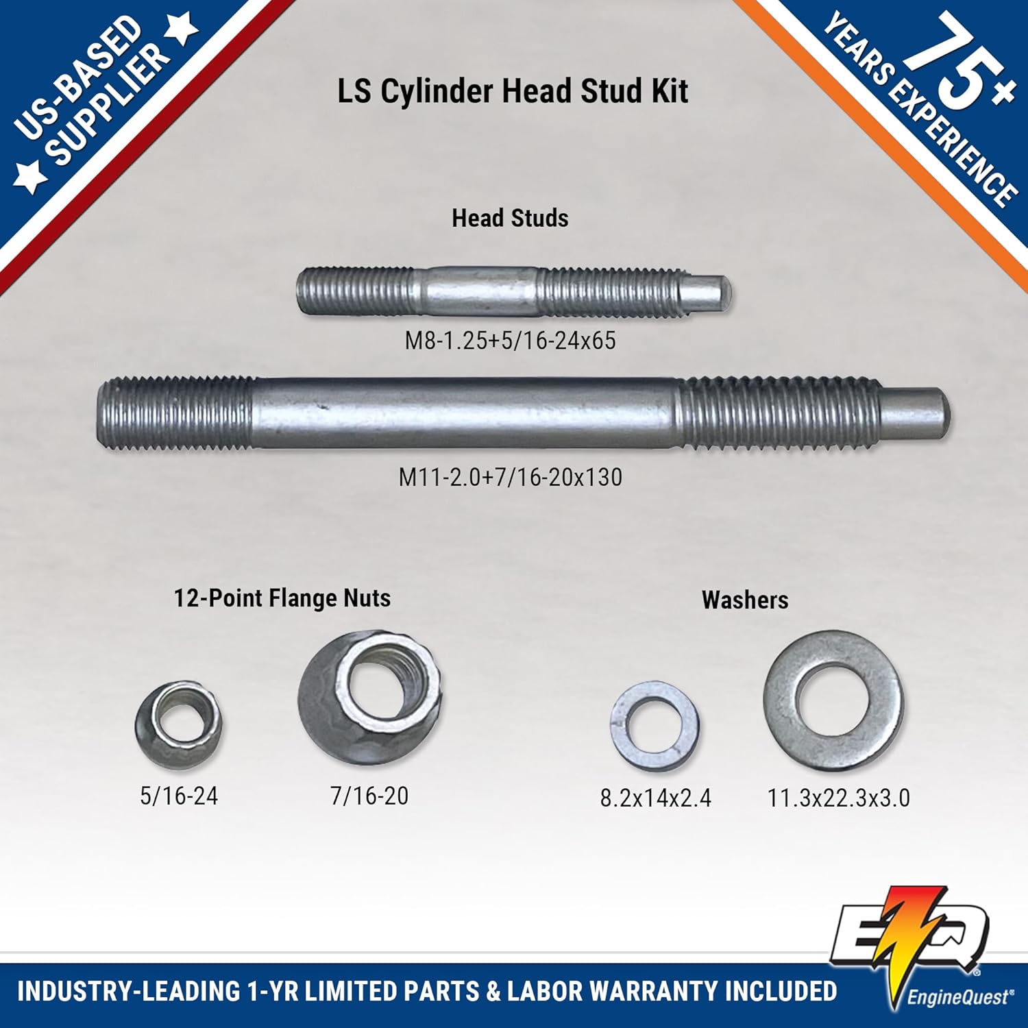 LS1 LS6 4.8, 5.3, 6.0, 6.2L Cylinder Head Stud Kit for 2004 & Up - Chrome Moly