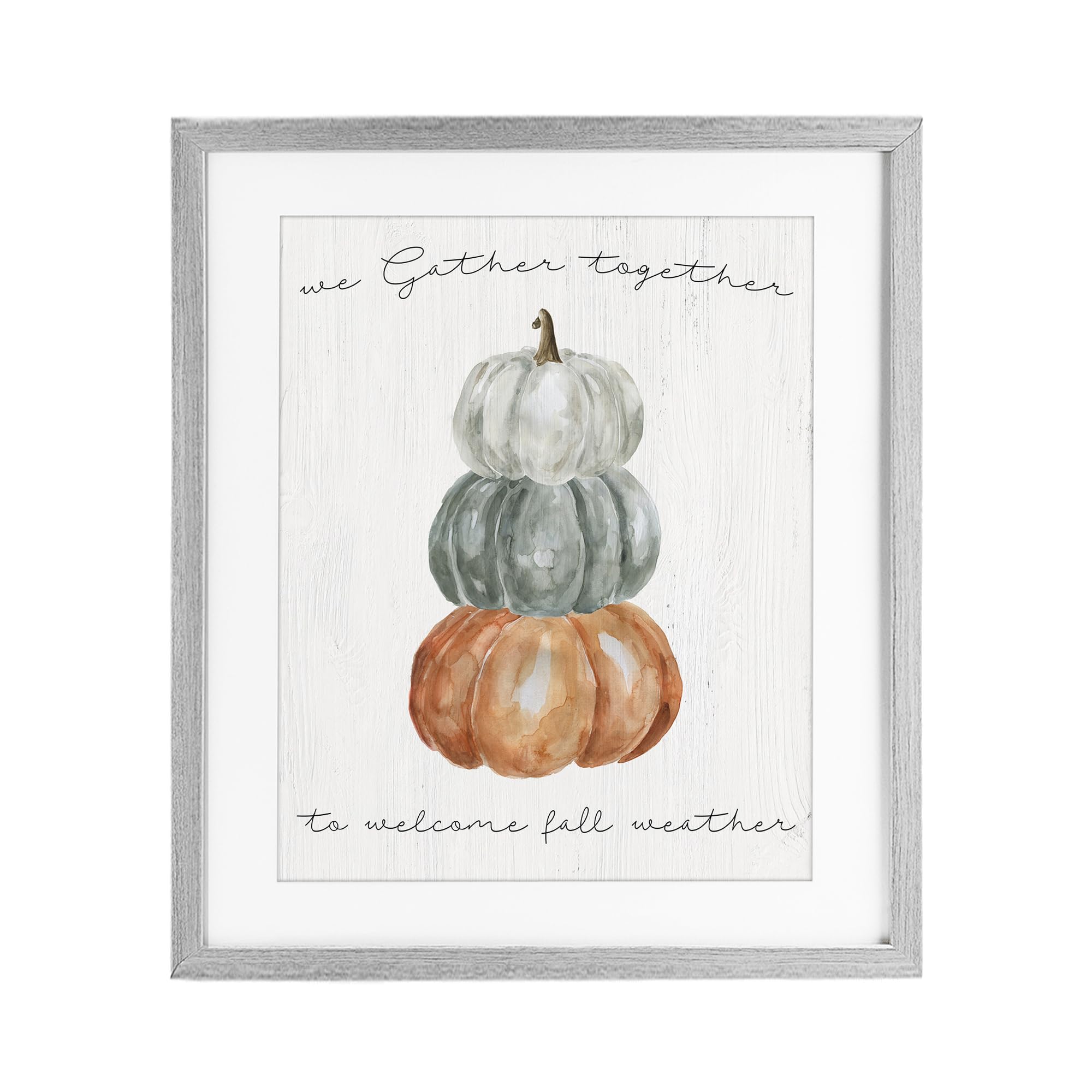 Stupell Industries Farmhouse Gray (Textured) 'Gather Together Fall Weather'| Framed Print Under Glass