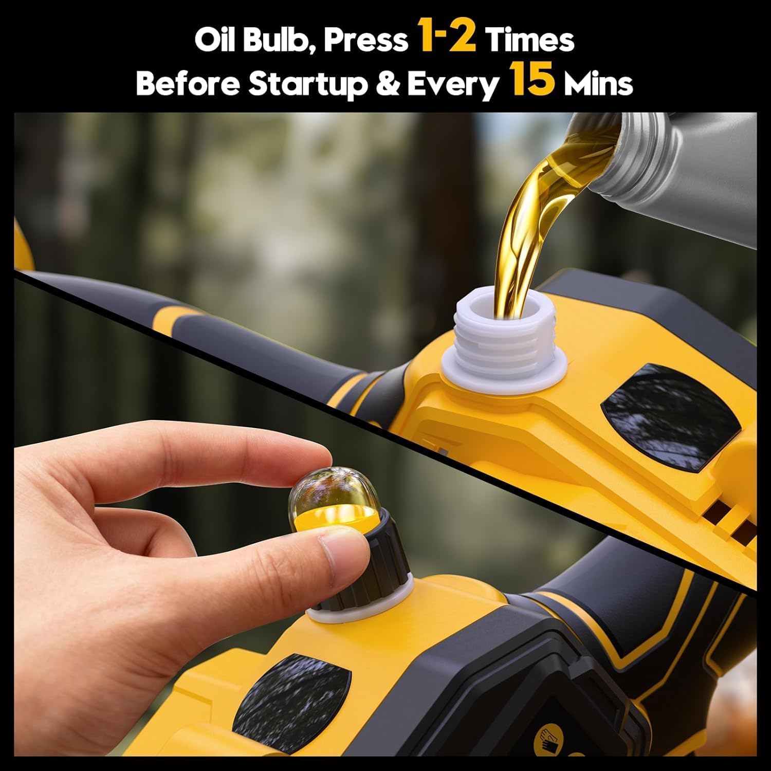 Mini Chainsaw for Dewalt 20V MAX Battery, 8-Inch Brushless Cordless Pruning Chainsaw, 24.6FT/S Fast Powerful Cutting, 4000RPM Electric for Wood Cutting(Battery Not Included) (Yellow) - Image 7