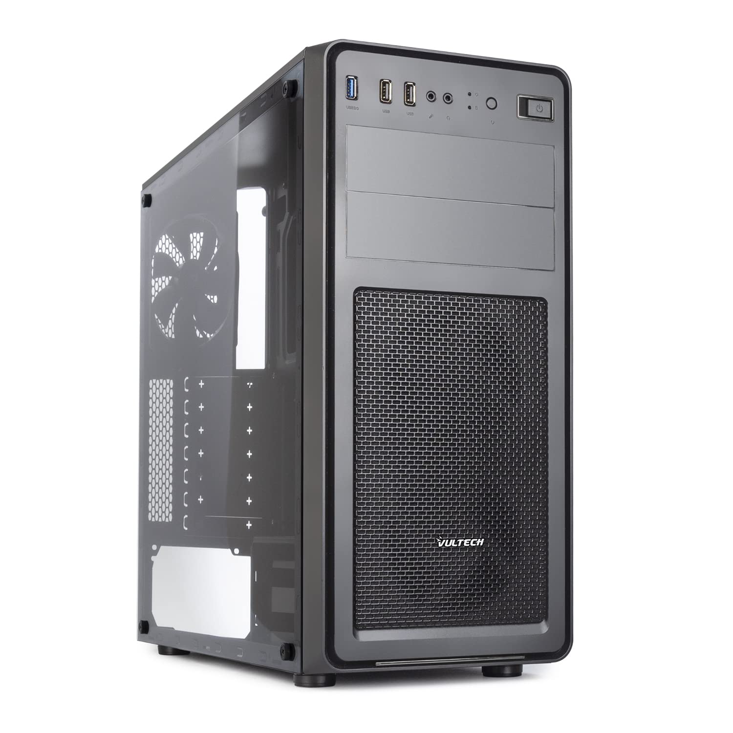 Case Vultech VCO-A2699T ATX 1x Usb 3.0,2x Usb 2.0 con vetro temperato senza alimentatore, Nero