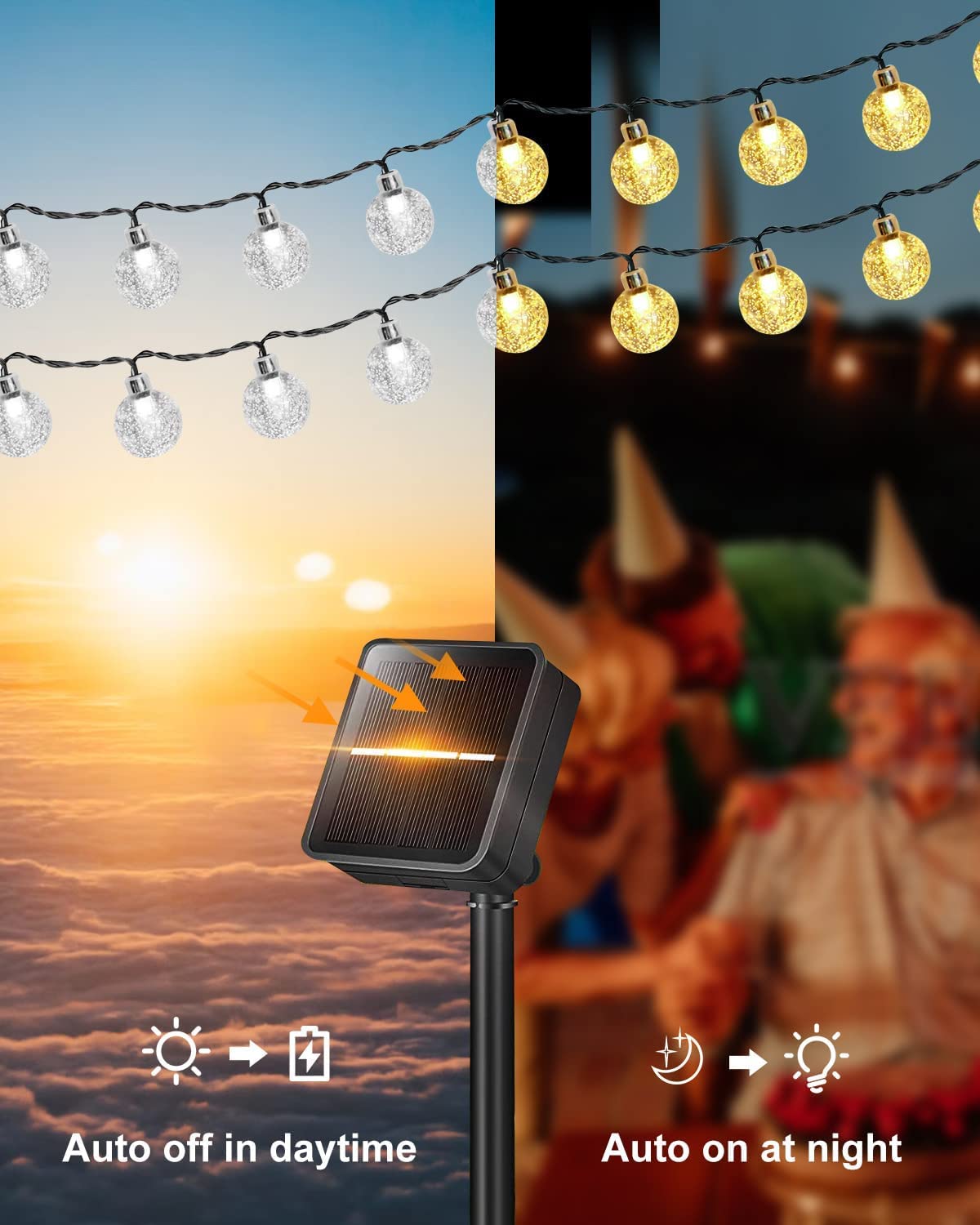 TANBOW SłOneczne łAńCuchy śWietlne, 15m 100 Leds, Wodoodporne Z 8 Trybami OśWietlenia łAńCuchy śWietlne Na Balkon, OgróD, Drzewa, Dekoracje Na Patio (CiepłA Biel)