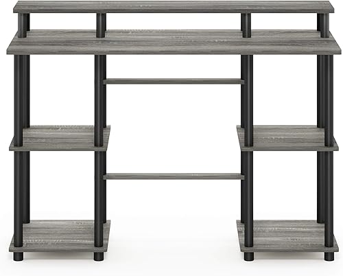 Miniatura 6 de Furinno Turn-N-Tube - Escritorio para computadora, roble francés, color gris/negro Roble Francés/Negro,Espresso /