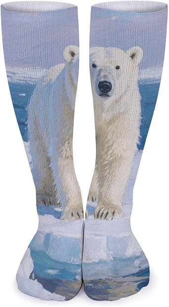 Arctic Polar Bear Crew Socks for Women Men Moisture-Wicking Athletic Sport Socks for Running, Hiking, Work