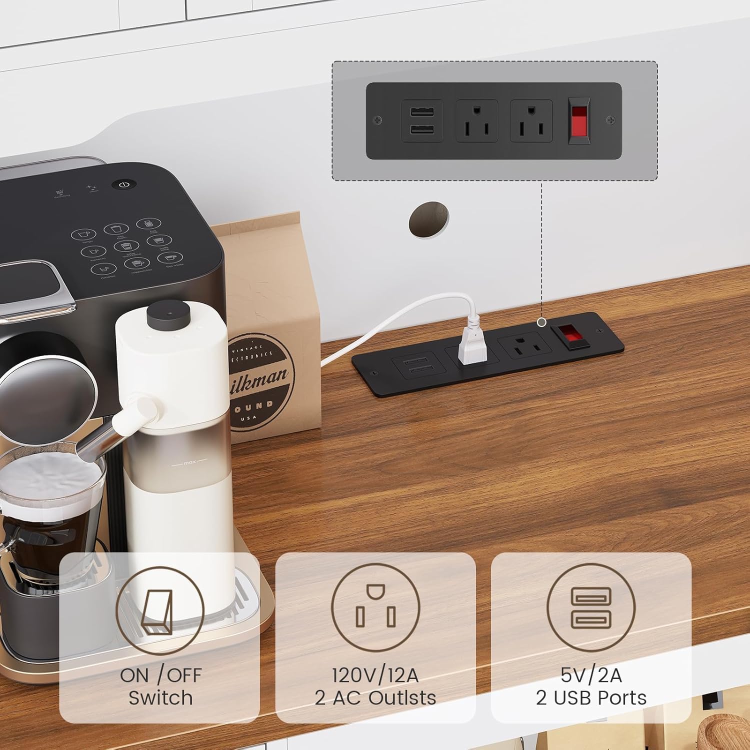 71" Pantry Cabinet with Charging Station and LED Light, Kitchen Pantry Cabinet with Microwave Stand, 47.2" Wide Kitchen Storage Cabinets with Storage Cart 3 Tier for Dining Room, White