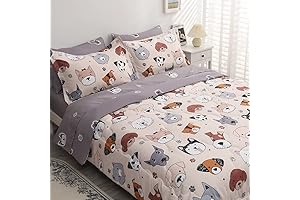 7-Piece Animal Dog Kids Comforter Twin Size Cute Animal Dog Bedding Set