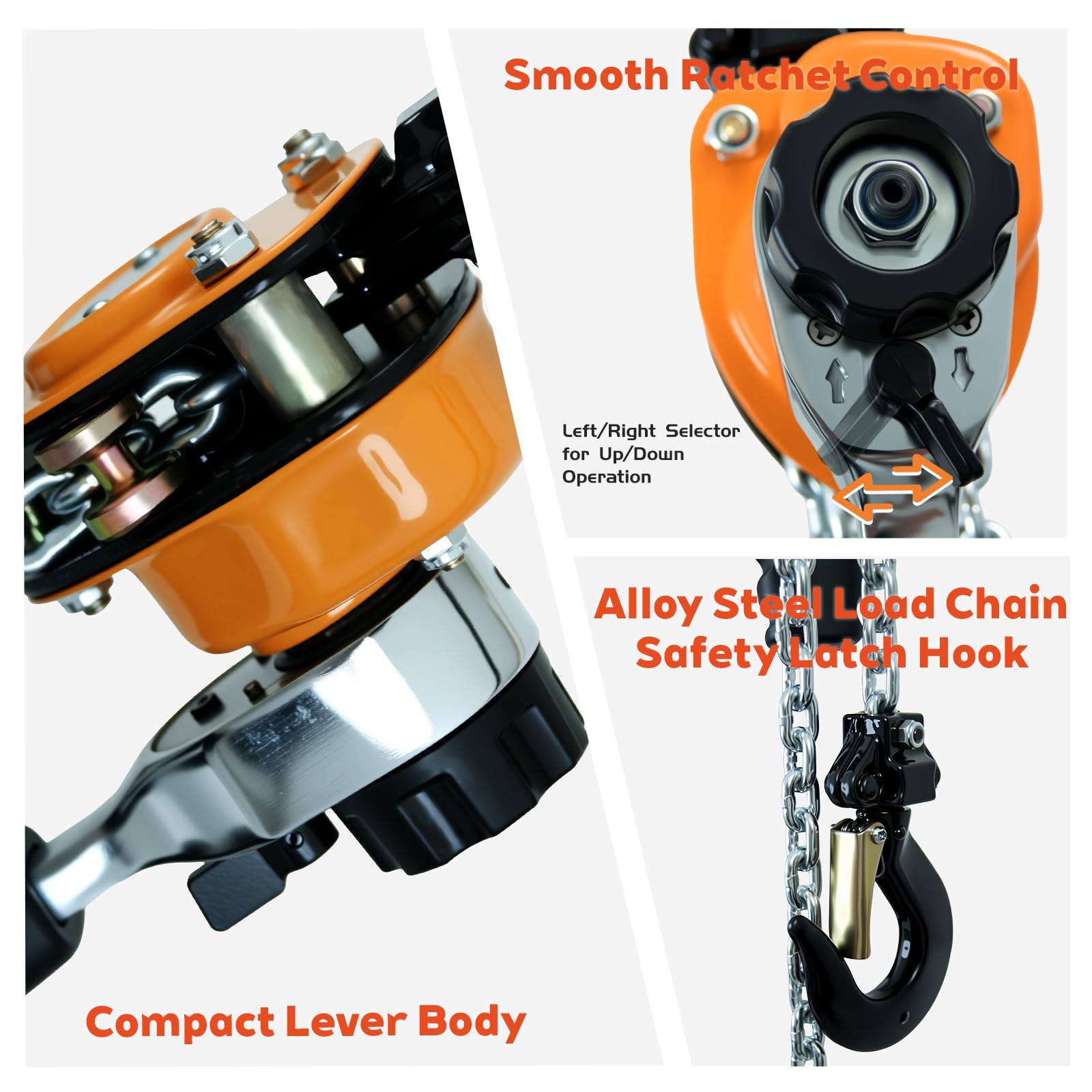 Lever Chain Hoist - 550 lb Lift, 10ft -3
