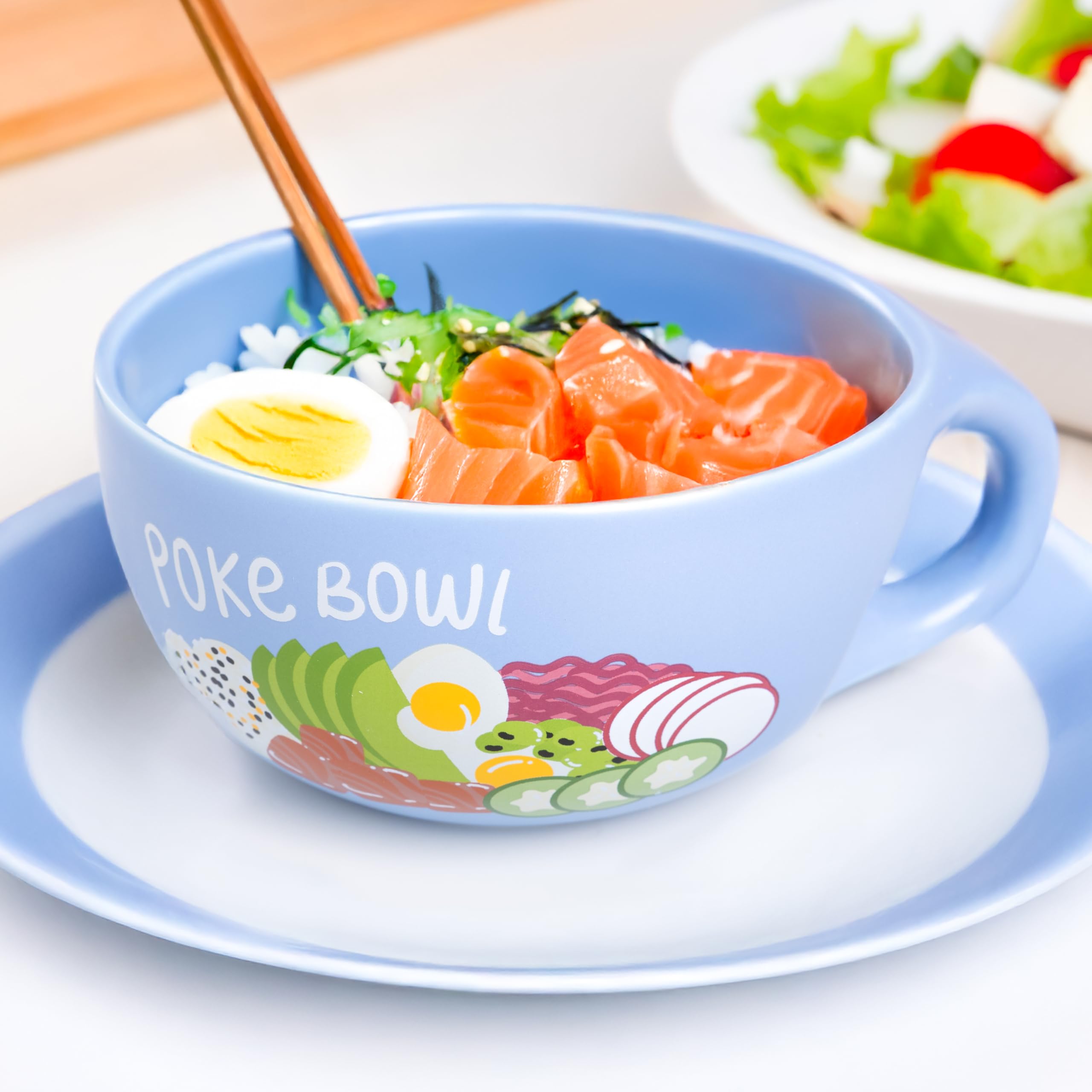 Fisura – Ciotola originale "Poke". Ciotola in ceramica 680 ml per poke, insalate e zuppe di noodles. Scodella giapponese perfetta per Pho, Udon e Soba. 19,5 cm x 8,5 cm