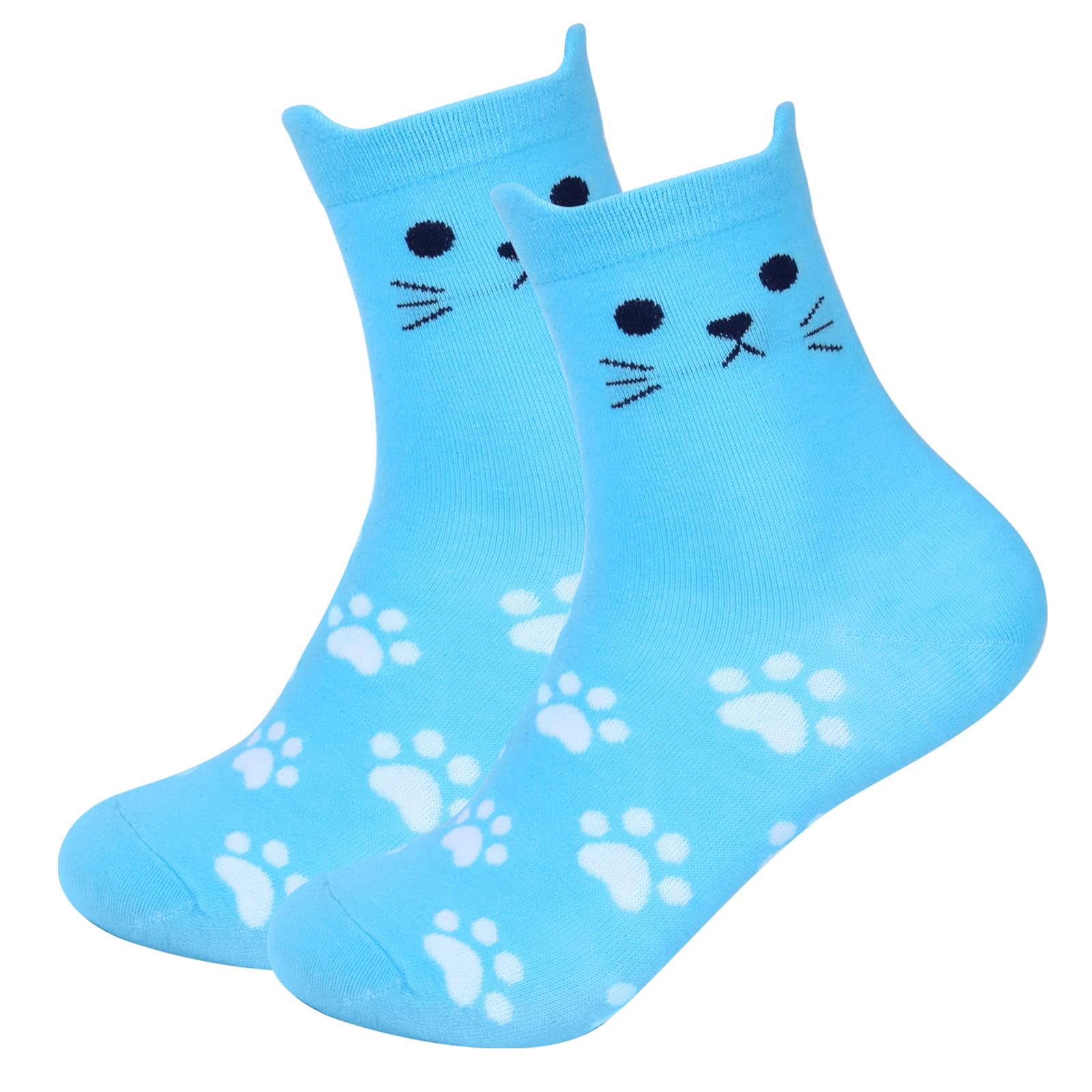 FACHOI Cotton Socks for Women Size 4-9 Over-ankle Length Animal Themed Cute Patterns F1-MMMW (UK, Alpha, One Size, Regular, Regular, Blue)