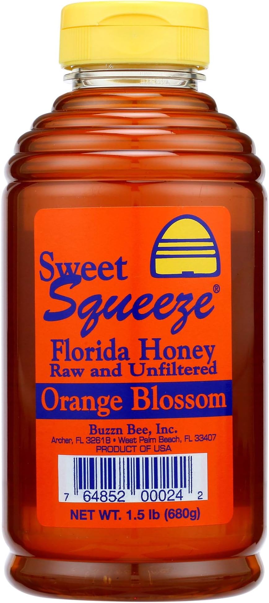 Buzzn Bee Raw Florida Honey - Unpasteurized and Unfiltered (Orange Blossom, 1.5 Pound)