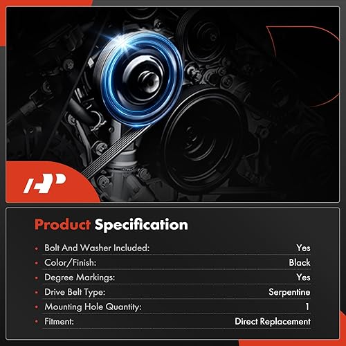 Miniatura 3 de A-Premium Equilibrador armónico compatible con Hyundai Sonata 1999-2005, Santa Fe 2001-2006, Tucson 2005-2009, Tiburon 2003-2008 y Kia Optima