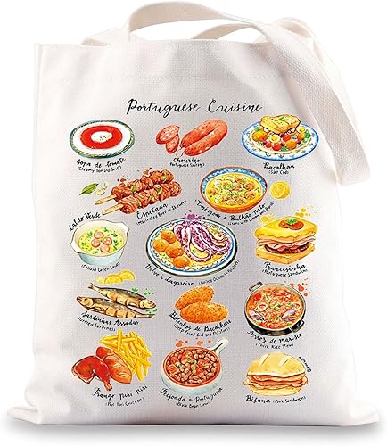 BWWKTOP Bolsa de mano de cocina portuguesa Portugal Regalos de viaje Portugal Bolso de hombro Portuga Mercancía de viaje de Portugal