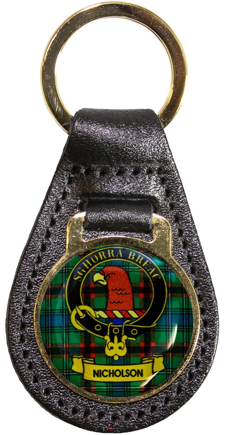 I LUV LTD Leather Key Fob Scottish Clan Crest Nicholson Scottish Made
