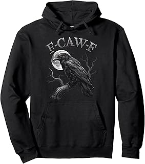 Black Crow, F-Caw-F Funny Black Bird moon Gothic Adult Humor Pullover Ho...